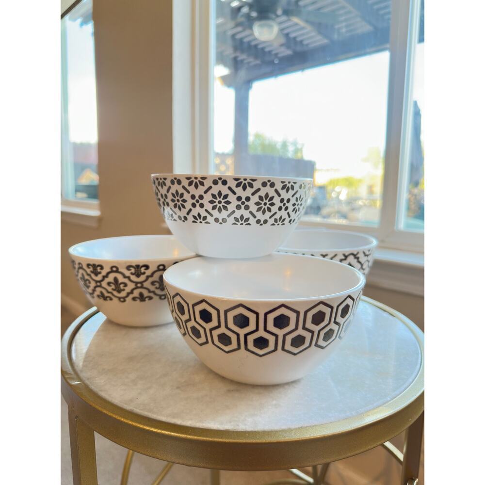 Set of 4 Mikasa “Celebration” Stoneware Bowls – Bronze Metallic Pattern, Assortd - Picture 7 of 7